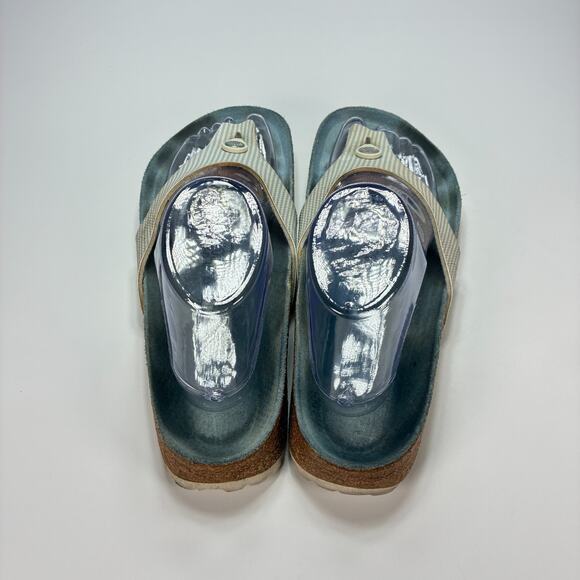 Birki's by Birkenstock Blue White Striped Thong Flip Flop Sandals Women's Size 8 - Picture 7 of 10